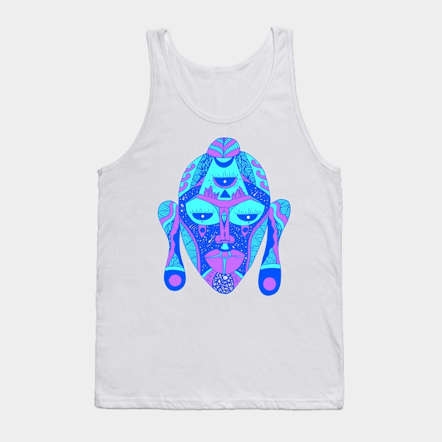 Blue African Mask 7 Tank Top by kenallouis